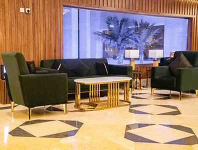 lobby and sitting area