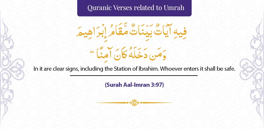 Umrah can be performed anytime with Quran verse about Maqam Ibrahim from Surah Aal-Imran 3:97